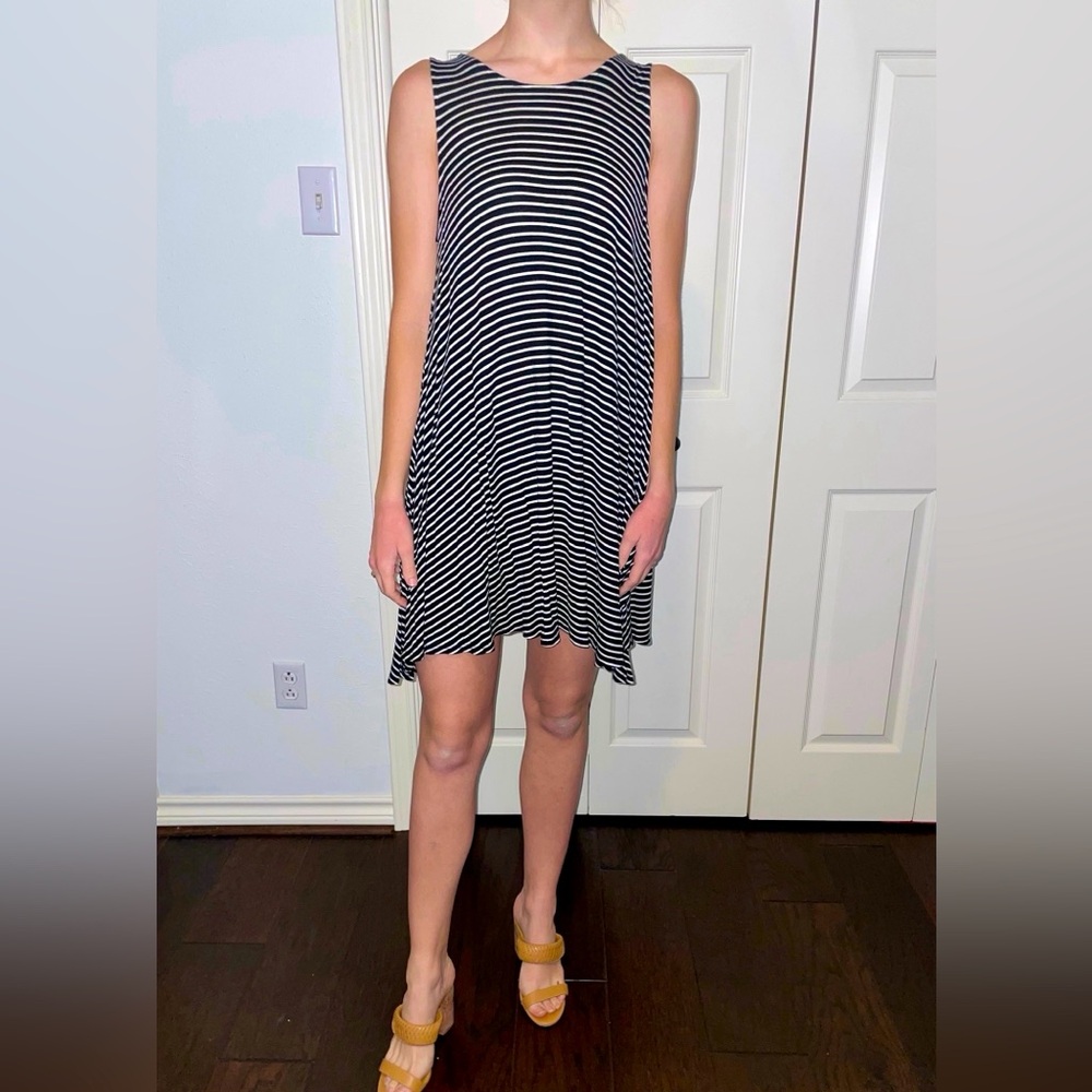 Alya Black and White Striped T-Shirt Dress
